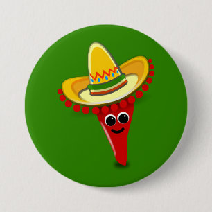 Chilli Pepper in a Sombrero 7.5 Cm Round Badge