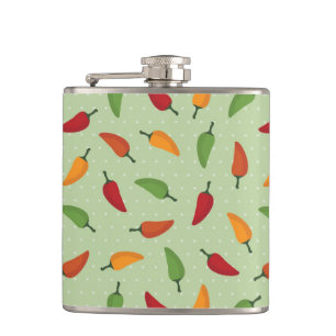 Chilli pepper pattern hip flask