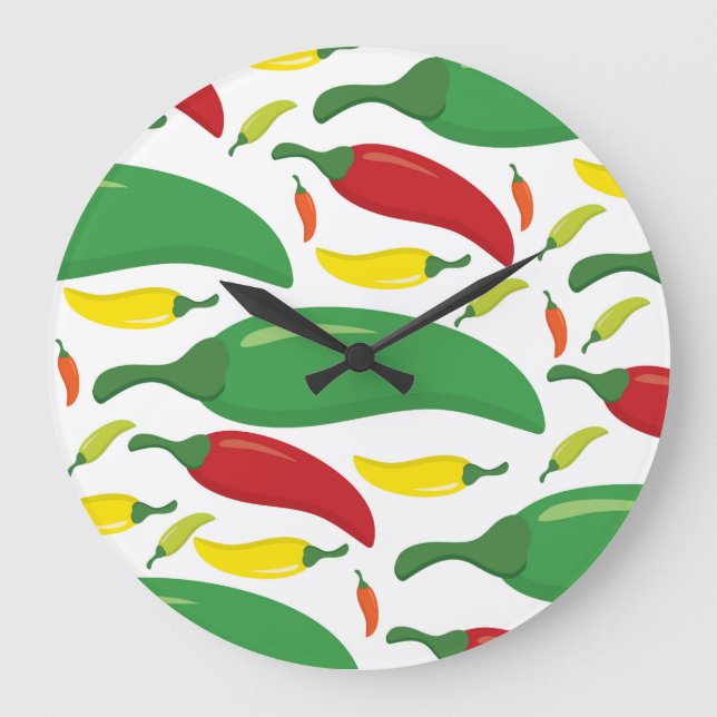 Chilli pepper pattern large clock (Front)