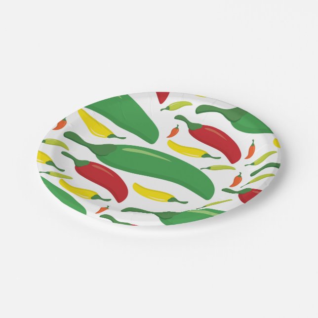 Chilli pepper pattern paper plate (Angled)