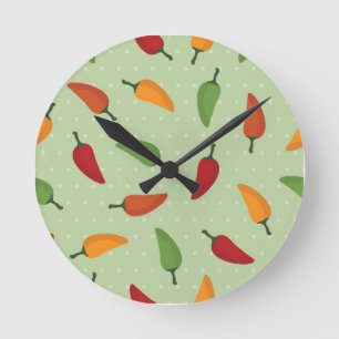 Chilli pepper pattern round clock
