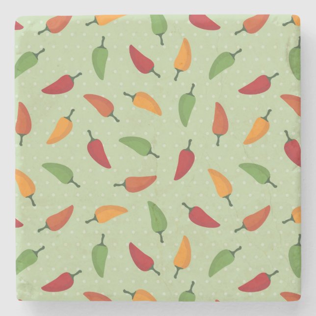 Chilli pepper pattern stone coaster (Front)