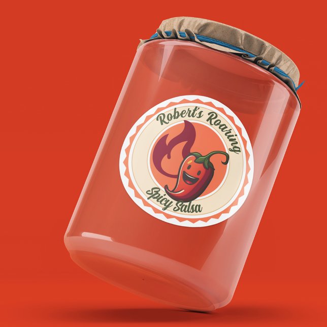 Chilli Pepper Spicy Salsa Classic Round Sticker (Creator Uploaded)