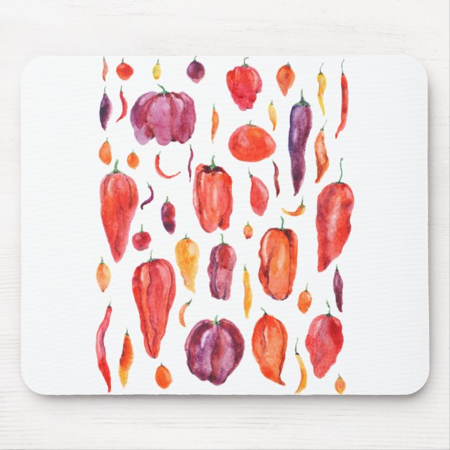 chilli pepper watercolor mouse mat (Front)