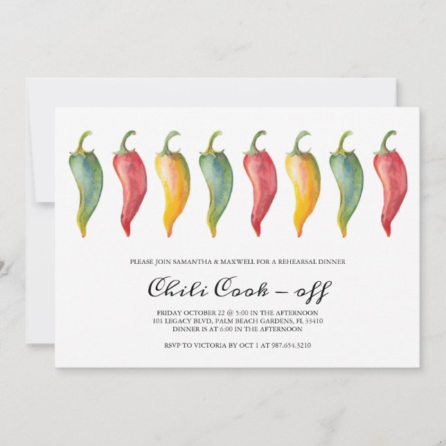 Chilli Pepper Wedding Rehearsal Dinner Invite (Front)