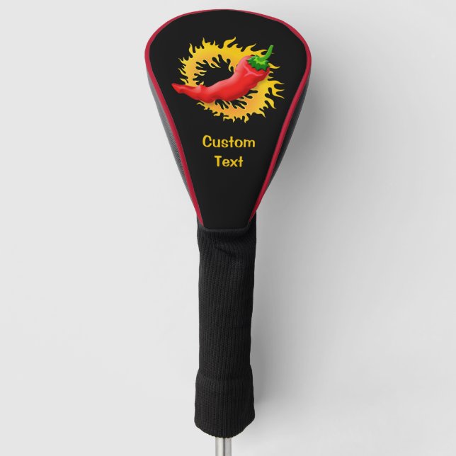 Chilli Pepper with Flame Golf Head Cover (Front)