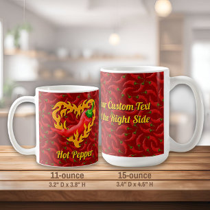 Chilli Pepper with Flame Heart Coffee Mug