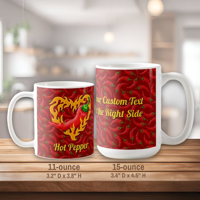 Chilli Pepper with Flame Heart Coffee Mug (Creator Uploaded)