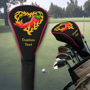 Chilli Pepper with Flame Heart Golf Head Cover
