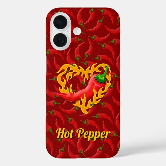 Chilli Pepper with Flame Heart iPhone Case (Back)
