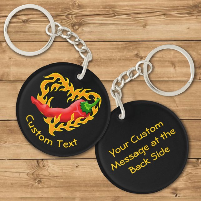 Chilli Pepper with Flame Heart Keychain (Creator Uploaded)