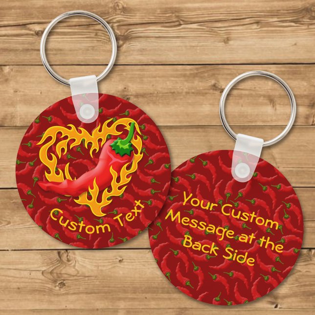 Chilli Pepper with Flame Heart Keychain (Creator Uploaded)