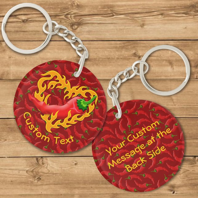 Chilli Pepper with Flame Heart Keychain (Creator Uploaded)
