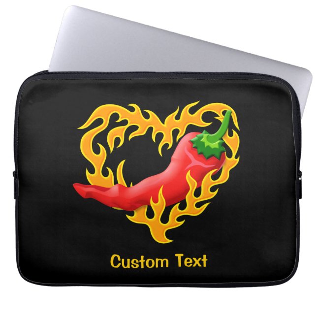 Chilli Pepper with Flame Heart Laptop Sleeve (Front)