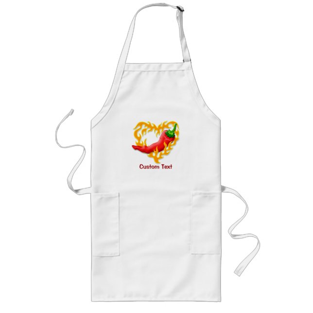 Chilli Pepper with Flame Heart Long Apron (Front)