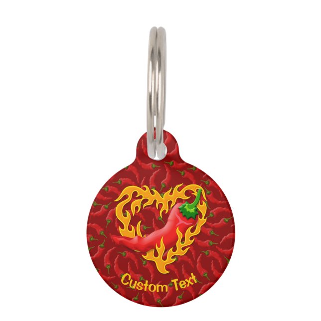 Chilli Pepper with Flame Heart Pet Tag (Front)