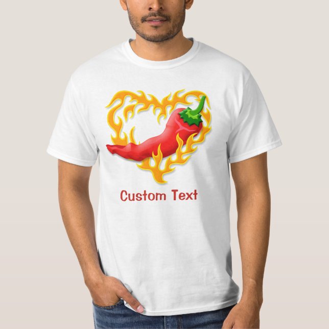 Chilli Pepper with Flame Heart T-Shirt (Front)