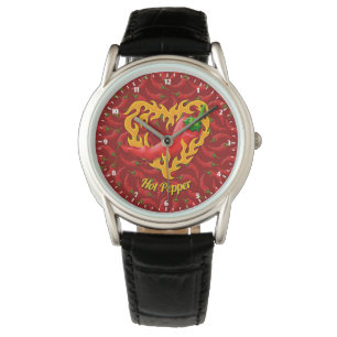 Chilli Pepper with Flame Heart Watch