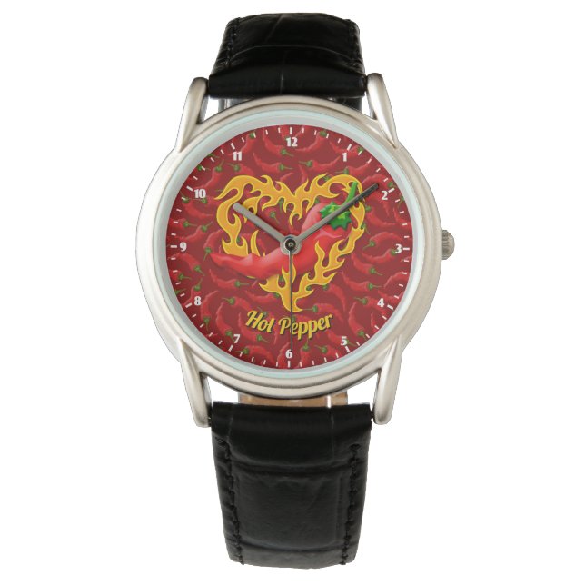 Chilli Pepper with Flame Heart Watch (Front)