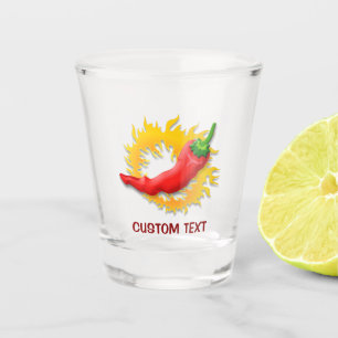 Chilli pepper with flame shot glass
