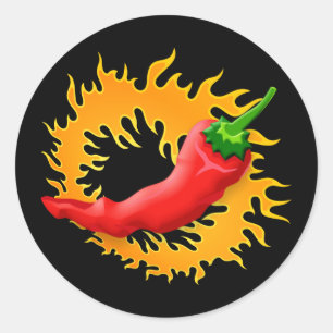 Chilli pepper with flame stickers