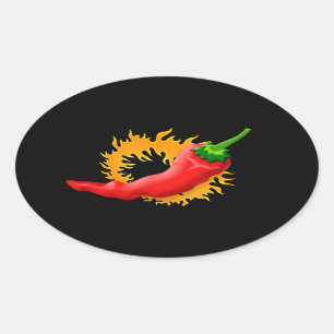 Chilli pepper with flame stickers