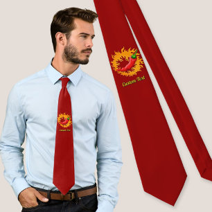 Chilli pepper with flame tie
