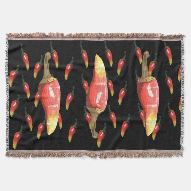 Chilli Peppers Art Throw Blanket (Front)