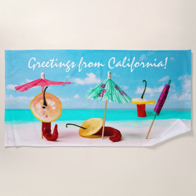 Chilli Peppers By The Sea funny Beach Towel (Front)