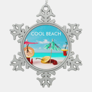 Chilli Peppers By The Sea Snowflake Pewter Christmas Ornament