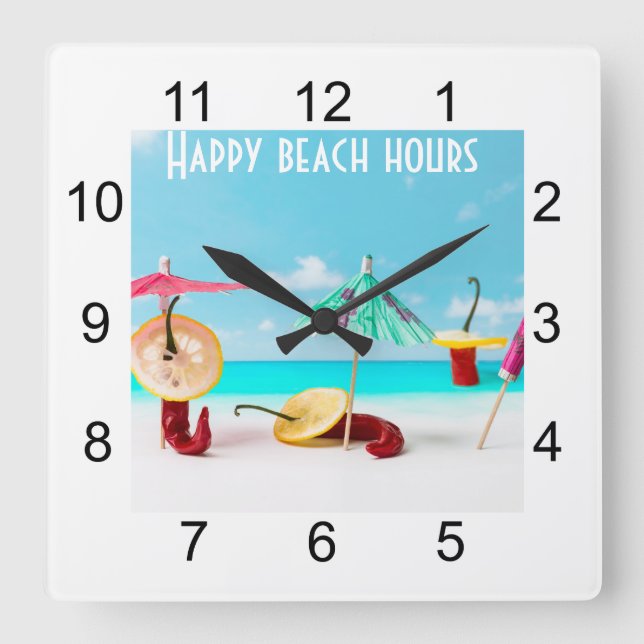 Chilli Peppers By The Sea Square Wall Clock (Front)