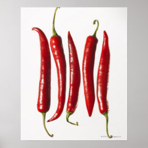 Chilli Peppers in a Row Poster