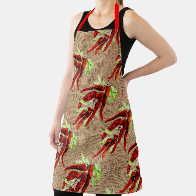 chilli peppers in burlap look  All-Over Print Apro Apron (Insitu)