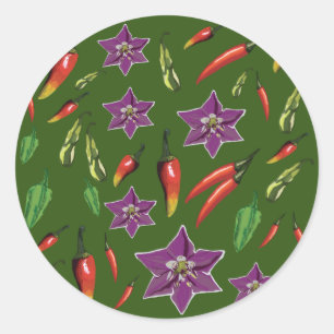 chilli peppers pattern classic round sticker