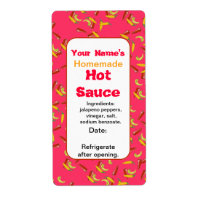 Chilli Peppers Red Add Your Name Hot Sauce Labels
