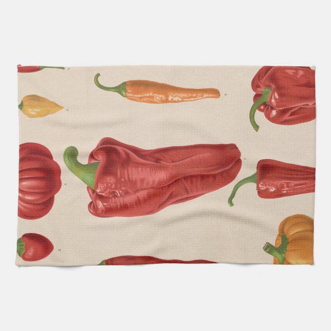 Chilli Peppers, Red Chilli Peppers Tea Towel (Horizontal)