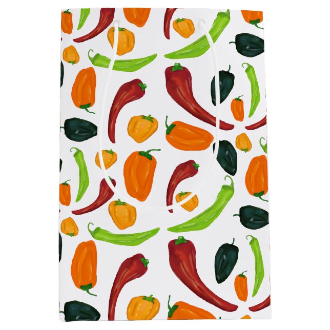 Chilli Peppers Southwestern Spicy Pepper Chilli Co Medium Gift Bag (Front)