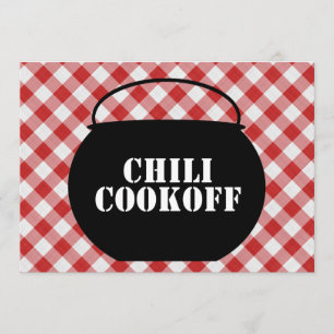 Chilli Pot Silo, Red & White Checked Cloth Cookoff Invitation