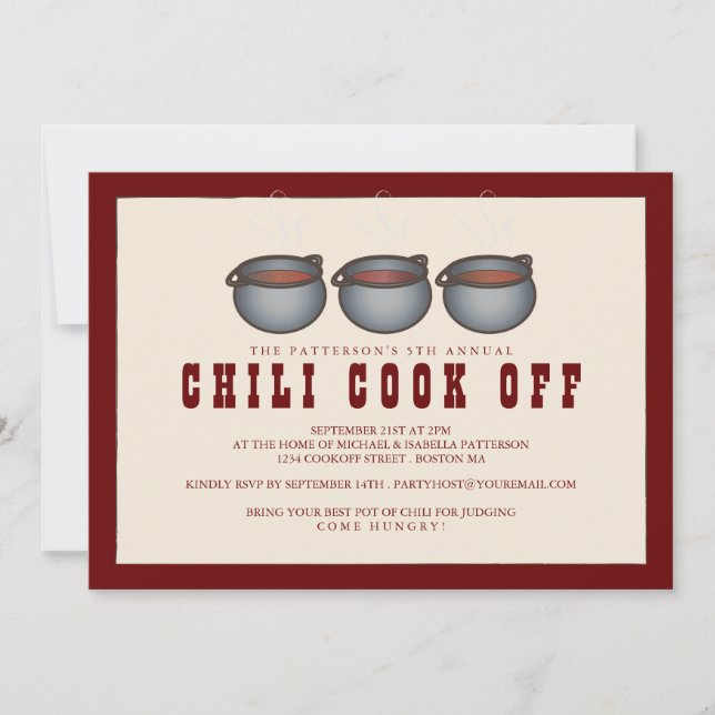 Chilli Pot Trio Chilli Cook Off Party Invitation (Front)