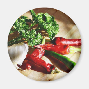 Chillies Chilli Peppers Garlic Parsley Magnet