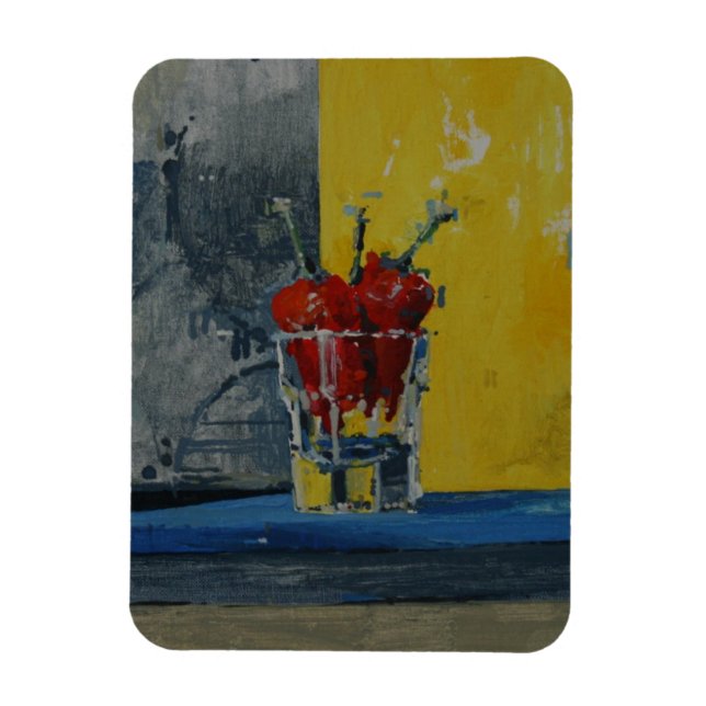 Chillies in a Glass Magnet (Vertical)