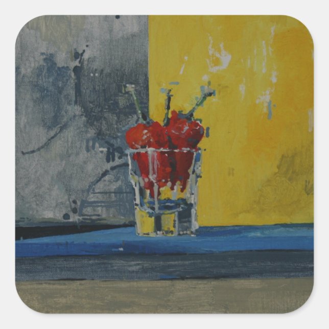 Chillies in a Glass Square Sticker (Front)