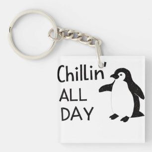Chillin All Day Penguin Key Ring