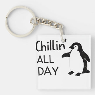 Chillin All Day Penguin Key Ring