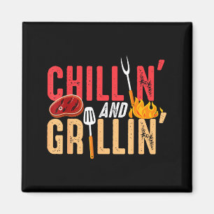 Chillin and grillin barbecue party  magnet