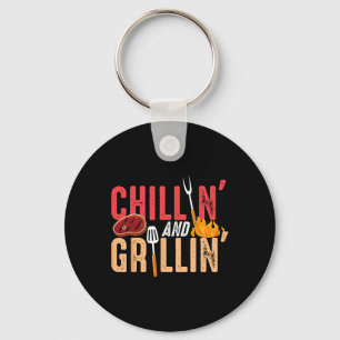 Chillin And Grillin Byrbecue Party Key Ring
