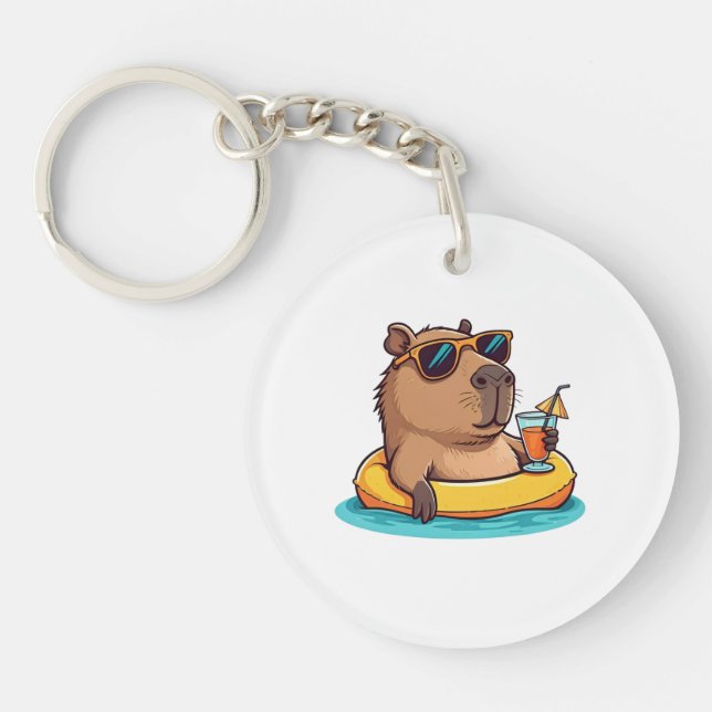 Chillin' Capybara Key Ring (Front)