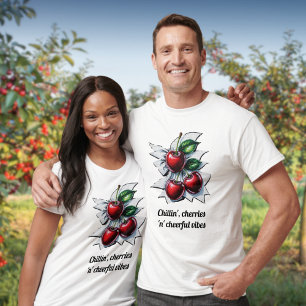 Chillin', Cherries 'n' Cheerful Vibes Street Art T-Shirt