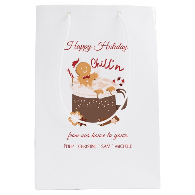 Chillin' Christmas Hot Chocolate and Gingerbread Medium Gift Bag (Front)