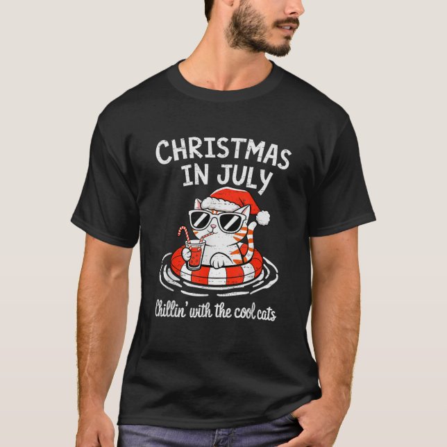 Chillin Cool Cats Christmas In July Kitty Meowy Xm T-Shirt (Front)